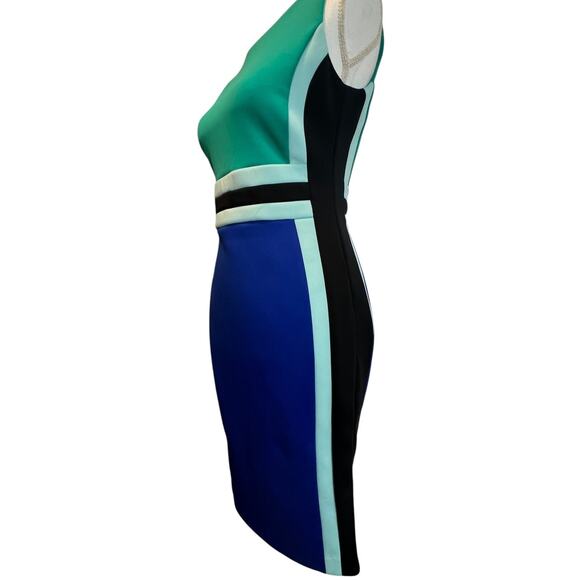 Calvin Klein Sleeveless Color-Block Sheath Dress 4 Green Blue Sleeveless Fitted - Picture 5 of 13